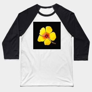 Yellow Hibiscus Flower with a black background Baseball T-Shirt